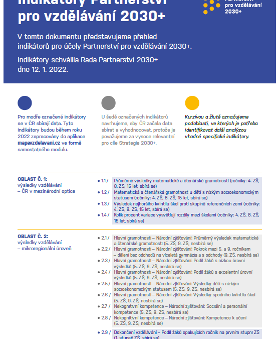 Indikátory Partnerství pro vzdělávání 2030+
