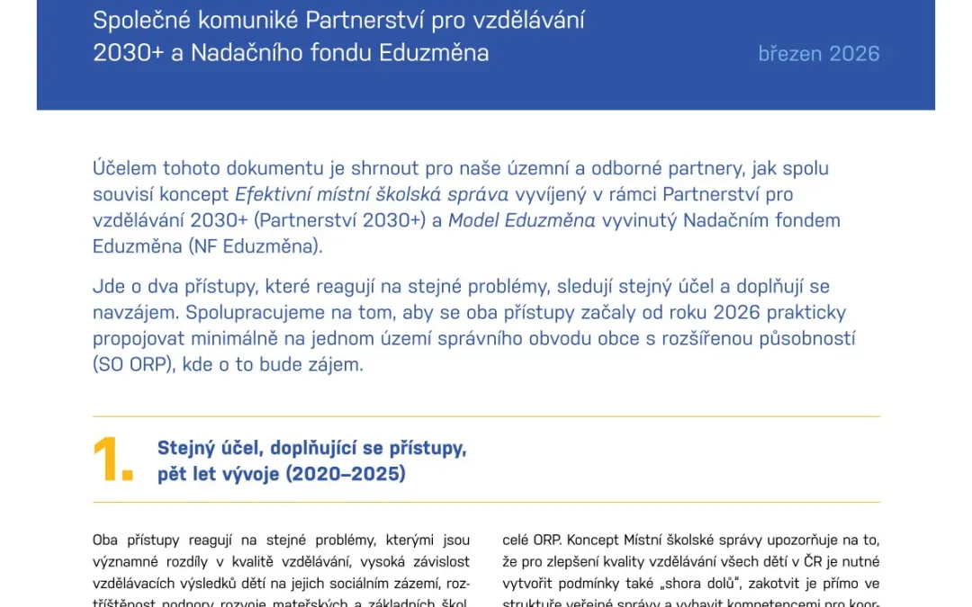 Jak spolu souvisí Místní školská správa a Model Eduzměna