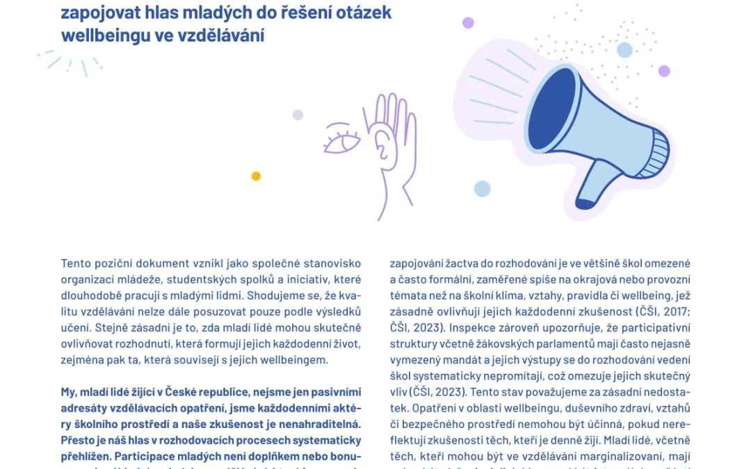 Poziční dokument Hlas mladých ve vzdělávání
