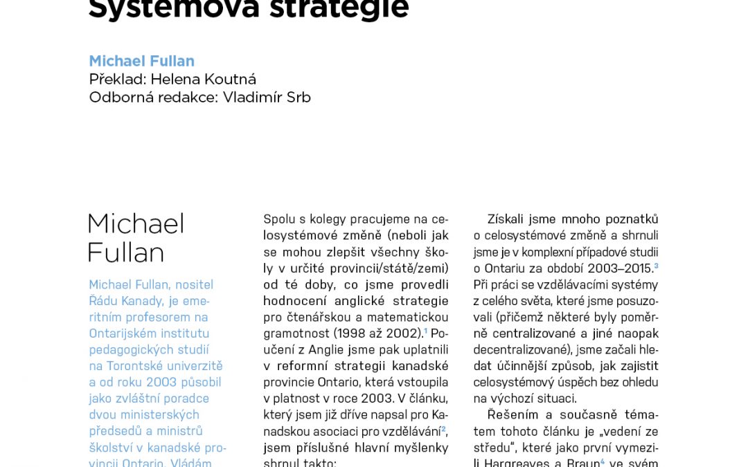 Michael Fullan: Vedení ze středu. Systémová strategie