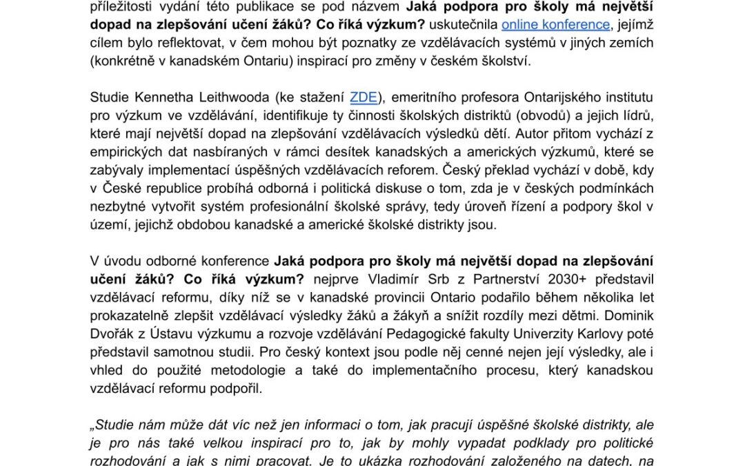 Vzdělávací výsledky českých dětí dlouhodobě stagnují. Jakou podporu školy potřebují, pokud se to má změnit?